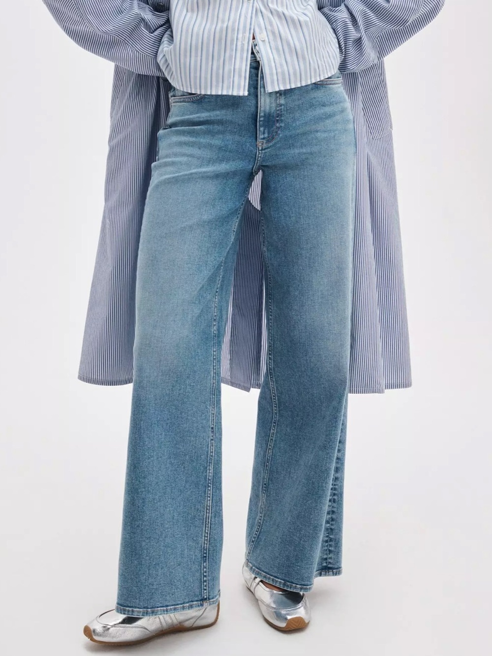 rag & bone Light Blue Wide-Leg Jeans